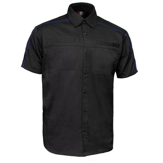 MMCC Men's Slipstream Black Royal Blue Mechanic Work Shirt - 100% Cotton w/ Microfiber Panel - MDM11692