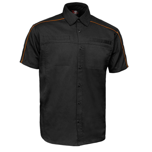 MMCC Men's Slipstream Black/OrangeMechanic Work Shirt - 100% Cotton w/ Microfiber Panel - MDM11693