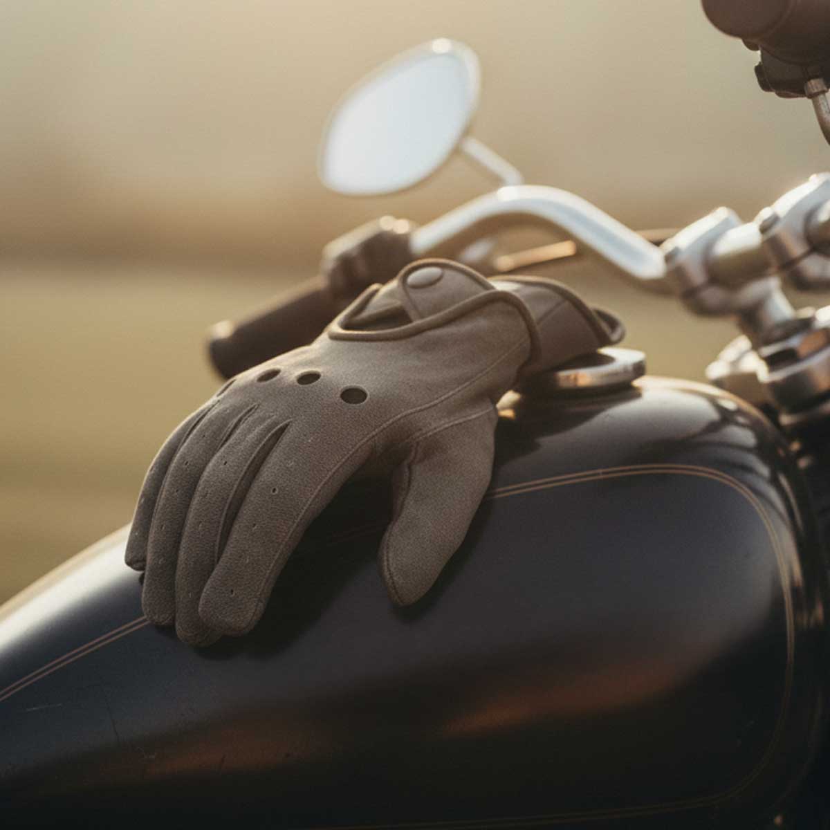 Milwaukee Leather MG7507 Men's Grey Perforated Leather Full Finger Motorcycle Hand Gloves W/ Breathable ‘Open Knuckle’