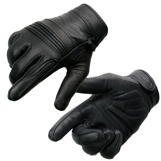 Milwaukee Leather MG7736 Women's Black Leather Gel Palm Motorcycle Gloves w/ Flex Knuckles and Cool-Tec Treatement