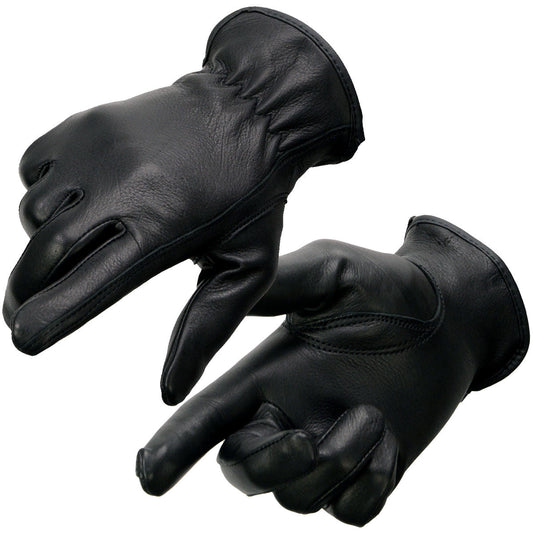 Milwaukee Leather MG7797 Women's Black Leather Motorcycle Rider Unlined Gloves w/ Cool-Tec Leather Treatement
