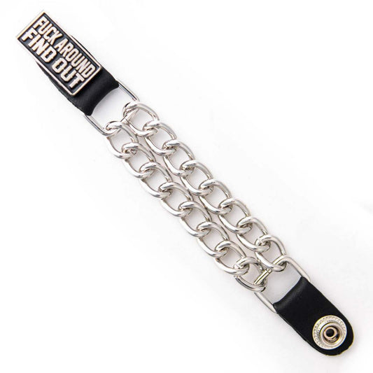 Milwaukee Leather 1-PC Vest Extender FAFO, Double Chrome Chains - 4-Inch - MLA1030-SINGLE