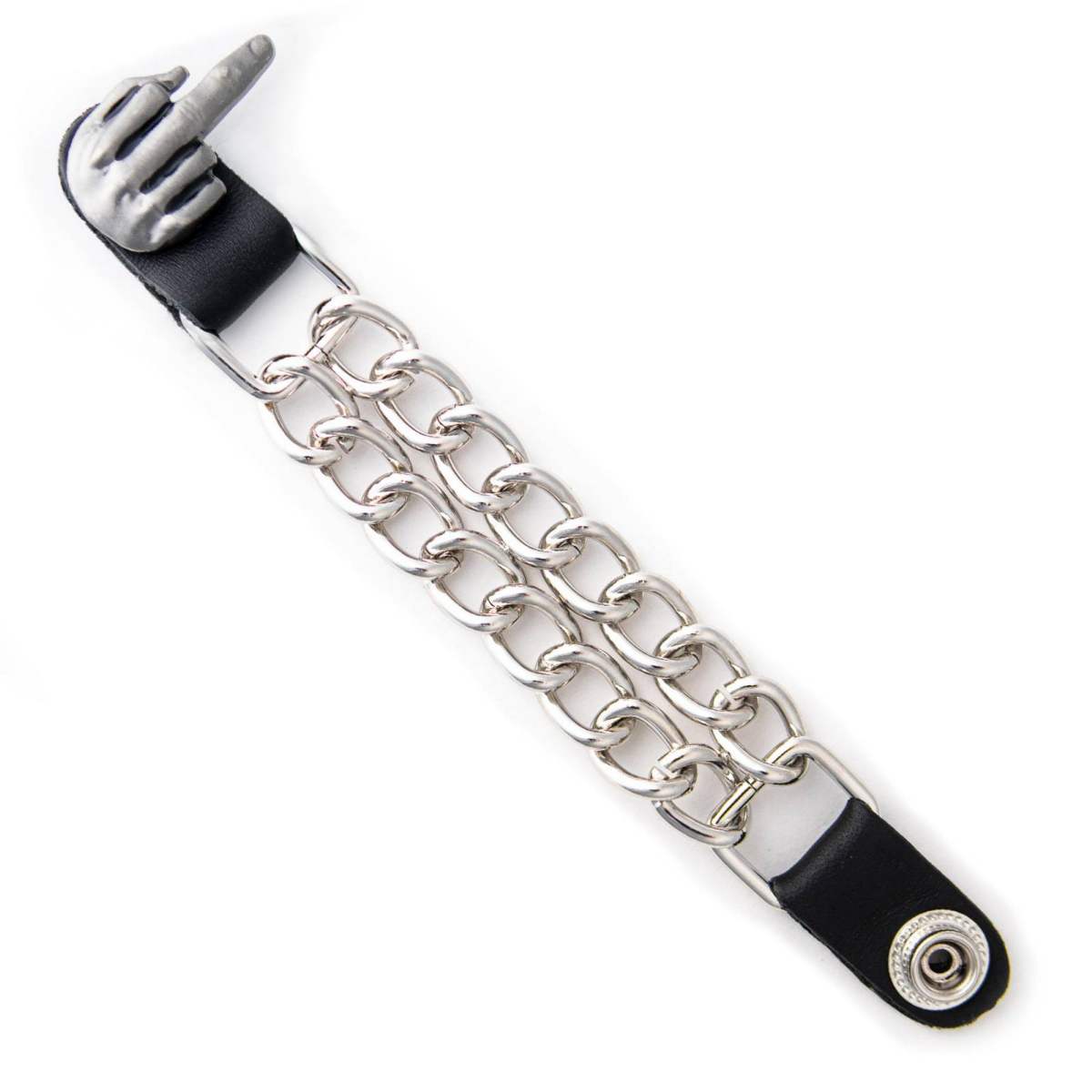 Milwaukee Leather 1-PC Vest Extender Middle Finger, Double Chrome Chains - 4-Inch - MLA1033-SINGLE