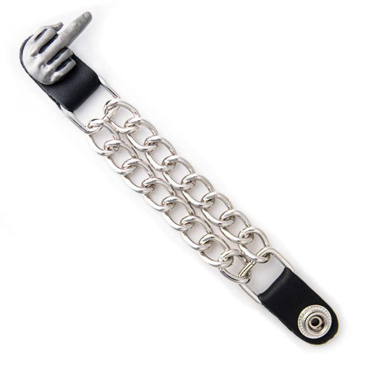 Milwaukee Leather 1-PC Vest Extender Middle Finger, Double Chrome Chains - 4-Inch - MLA1033-SINGLE