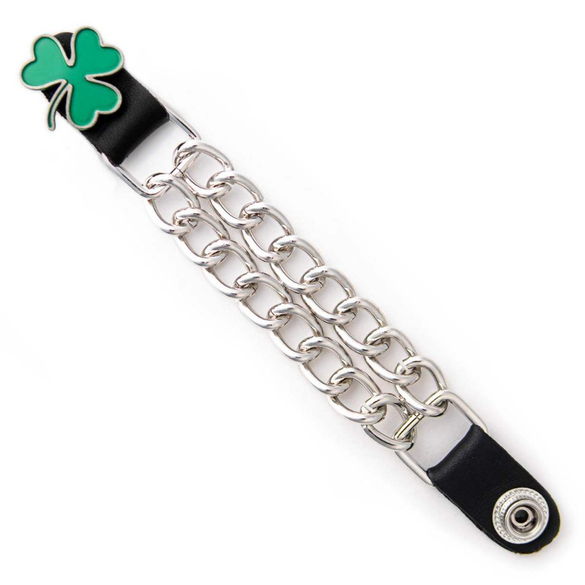 Milwaukee Leather 1-PC Vest Extender 3 Leaf Clover, Double Chrome Chains - 4-Inch - MLA1035-SINGLE
