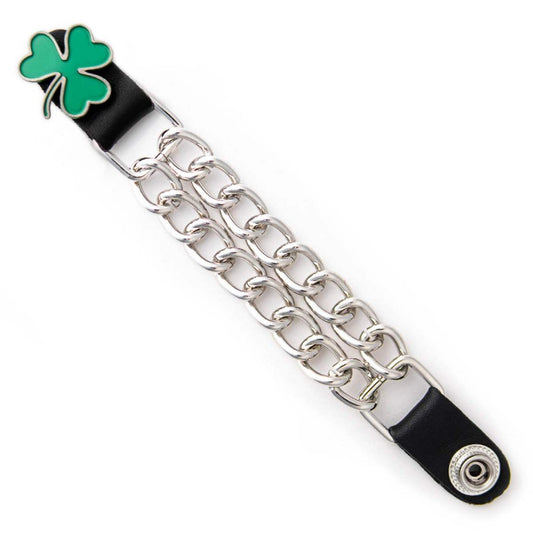 Milwaukee Leather 1-PC Vest Extender 3 Leaf Clover, Double Chrome Chains - 4-Inch - MLA1035-SINGLE