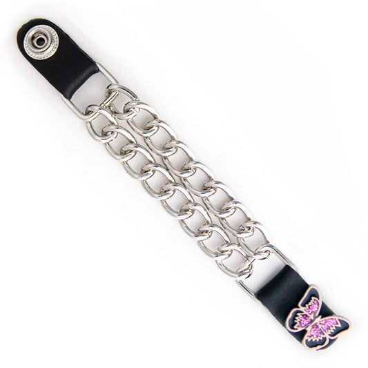 Milwaukee Leather 1-PC Vest Extender Purple Butterfly, Double Chrome Chains - 4-Inch - MLA1037-SINGLE