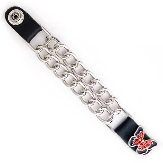Milwaukee Leather 1-PC Vest Extender Red Butterfly, Double Chrome Chains - 4-Inch - MLA1038-SINGLE