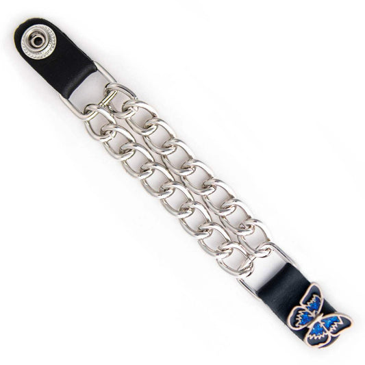 Milwaukee Leather 1-PC Vest Extender Blue Butterfly, Double Chrome Chains - 4-Inch - MLA1039-SINGLE