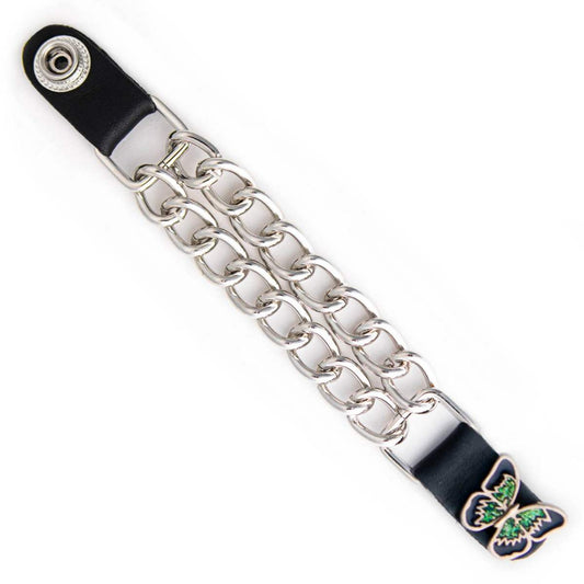 Milwaukee Leather 1-PC Vest Extender Green Butterfly, Double Chrome Chains - 4-Inch - MLA1040-SINGLE
