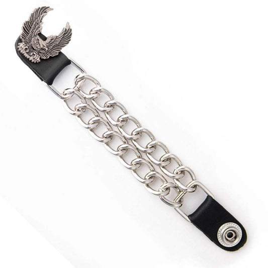 Milwaukee Leather 1-PC Vest Extender Eagle With Wings, Double Chrome Chains - 4-Inch - MLA1046-SINGLE