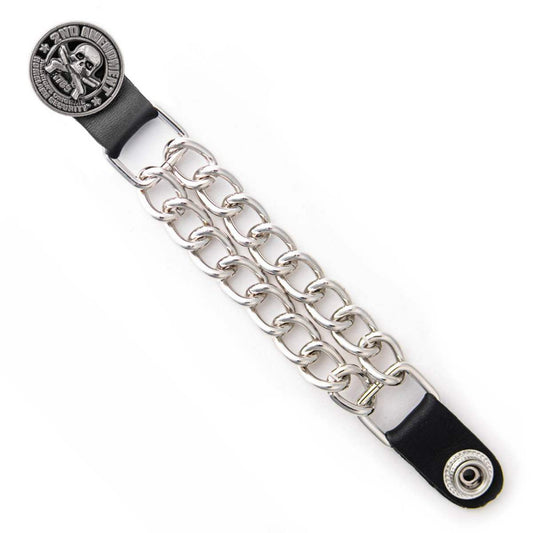 Milwaukee Leather 1-PC Vest Extender 2nd Amendment, Double Chrome Chains - 4-Inch - MLA1047-SINGLE