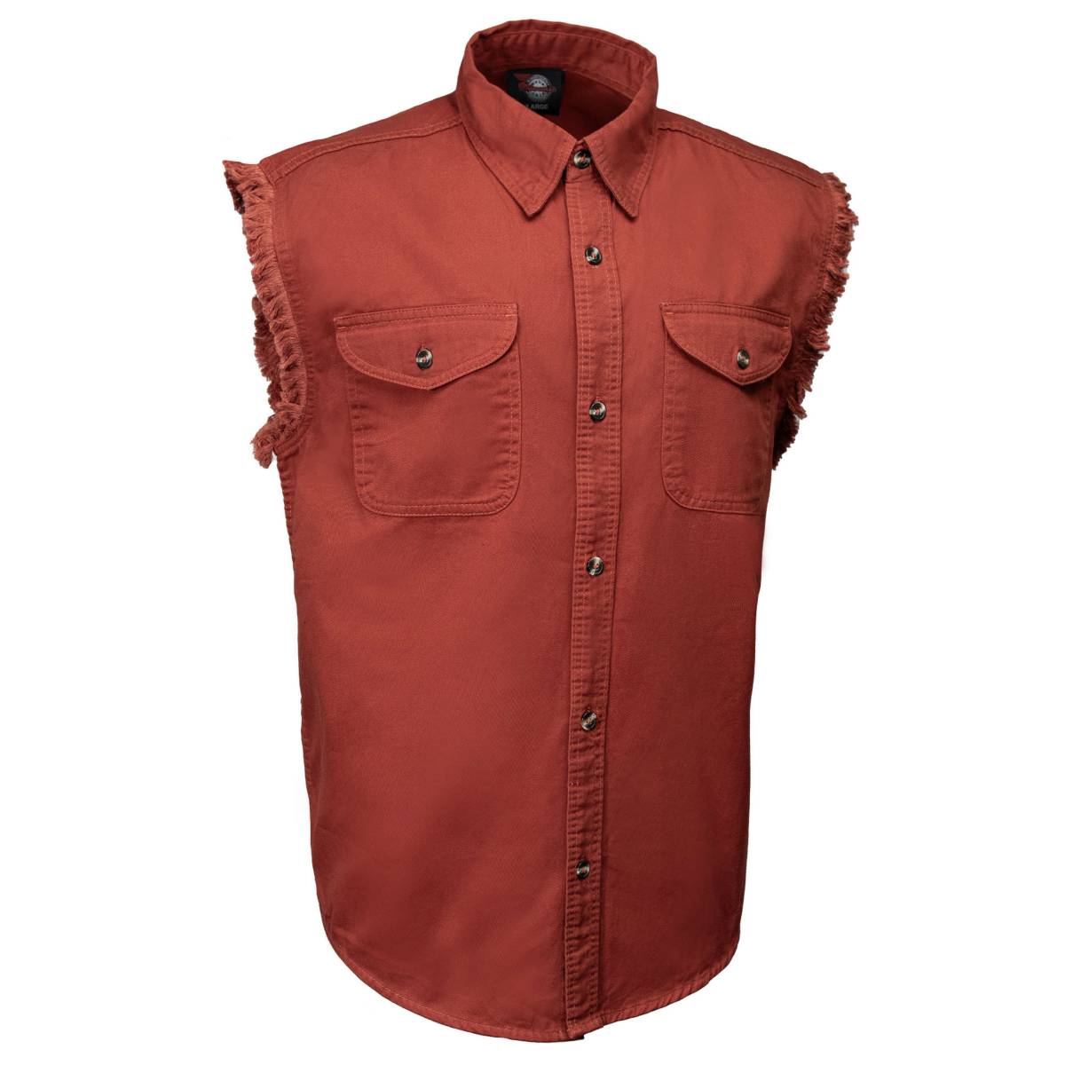 MMCC Men's Rustline Sleeveless Cut-Off Work Shirt - 100% Cotton, Dual Chest Pockets, Button Front - MMC16015
