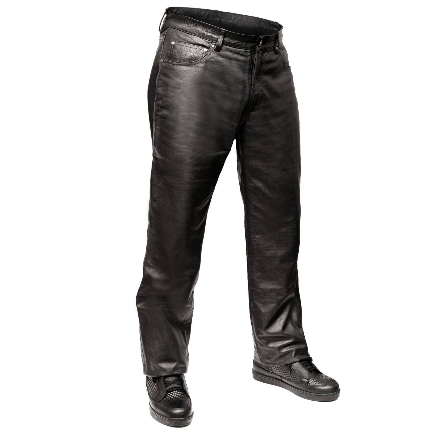 Milwaukee Motorcycle Clothing Co. Men’s Branson Black Premium Leather Biker Lined Pants –  5-Pocket  MMC50000