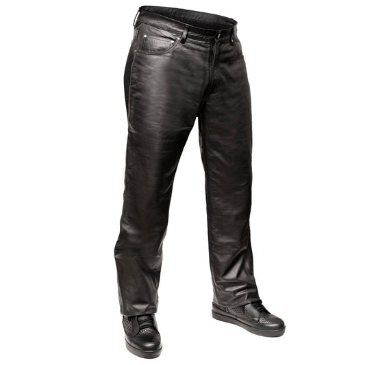 Milwaukee Motorcycle Clothing Co. Men’s Branson Black Premium Leather Biker Lined Pants –  5-Pocket  MMC50000