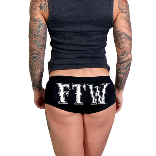 This image features a pair of women's boy shorts, designed with simplicity and comfort in mind. The shorts are crafted from a blend of 90% cotton and 10% spandex, providing both softness and stretch for a snug fit.