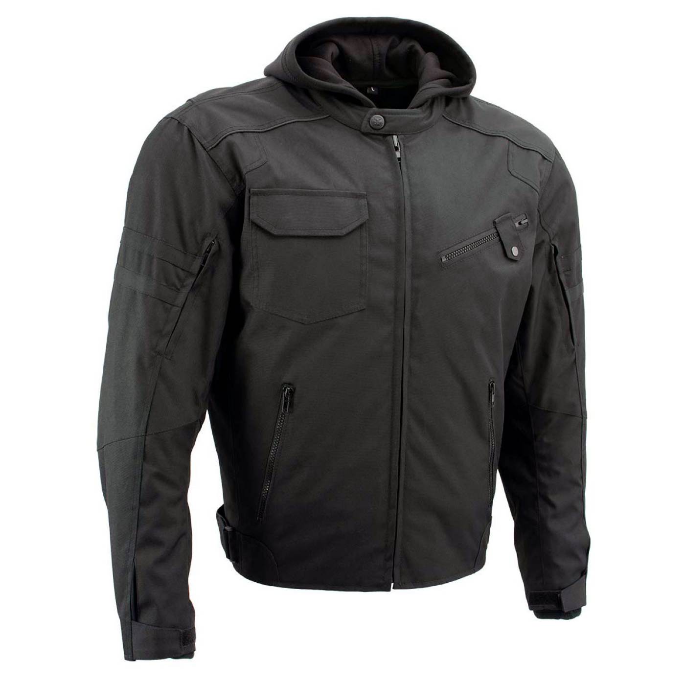 Milwaukee Leather Men's Flight 1300D Nylon Motorcycle Jacket with CE Armor and Removable Hoodie - MPM17017