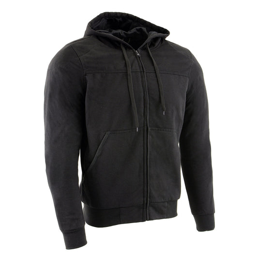 Milwaukee Leather Men's Black Streetguard Riding Hoodie - Aramid Reinforced with CE Shoulder and Elbow Armor - MPM1788