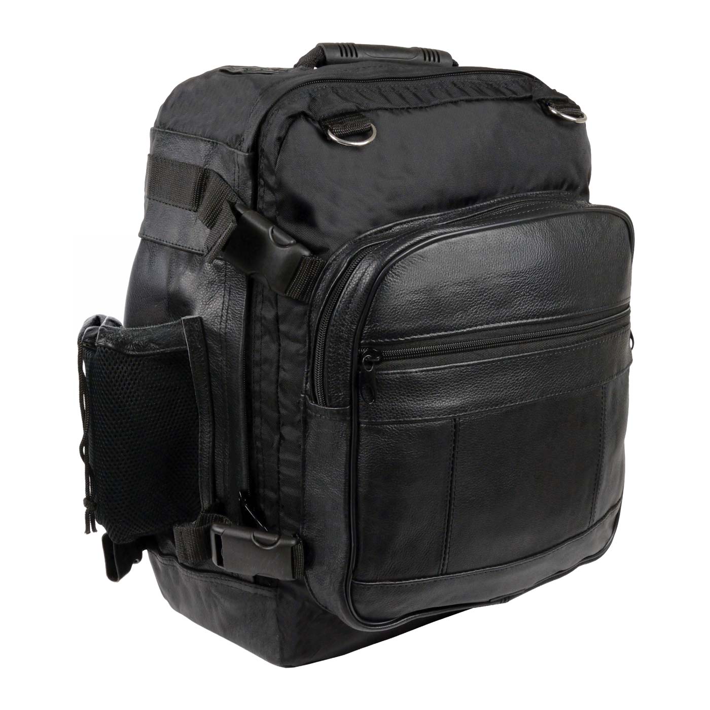 Milwaukee Leather SH54001 Medium Black Leather and Textile Motorcycle Cruiser Sissy Bar Bag Back-Pack