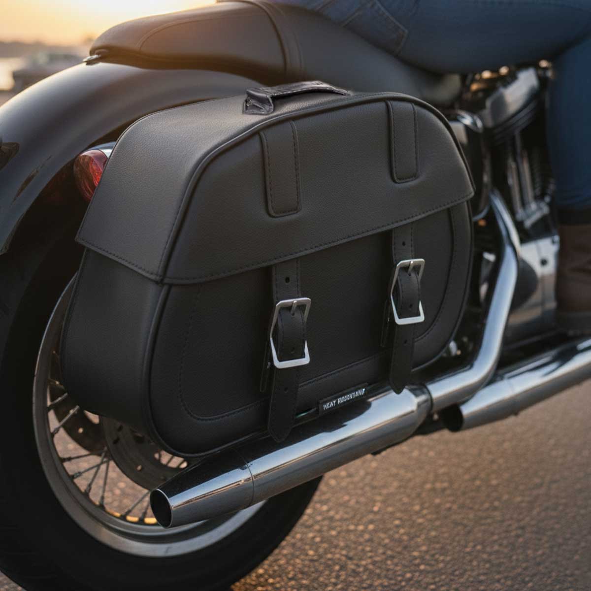 Milwaukee Leather SH611ZB Black Zip-Off PVC Throw Over Rounded Motorcycle Saddlebags