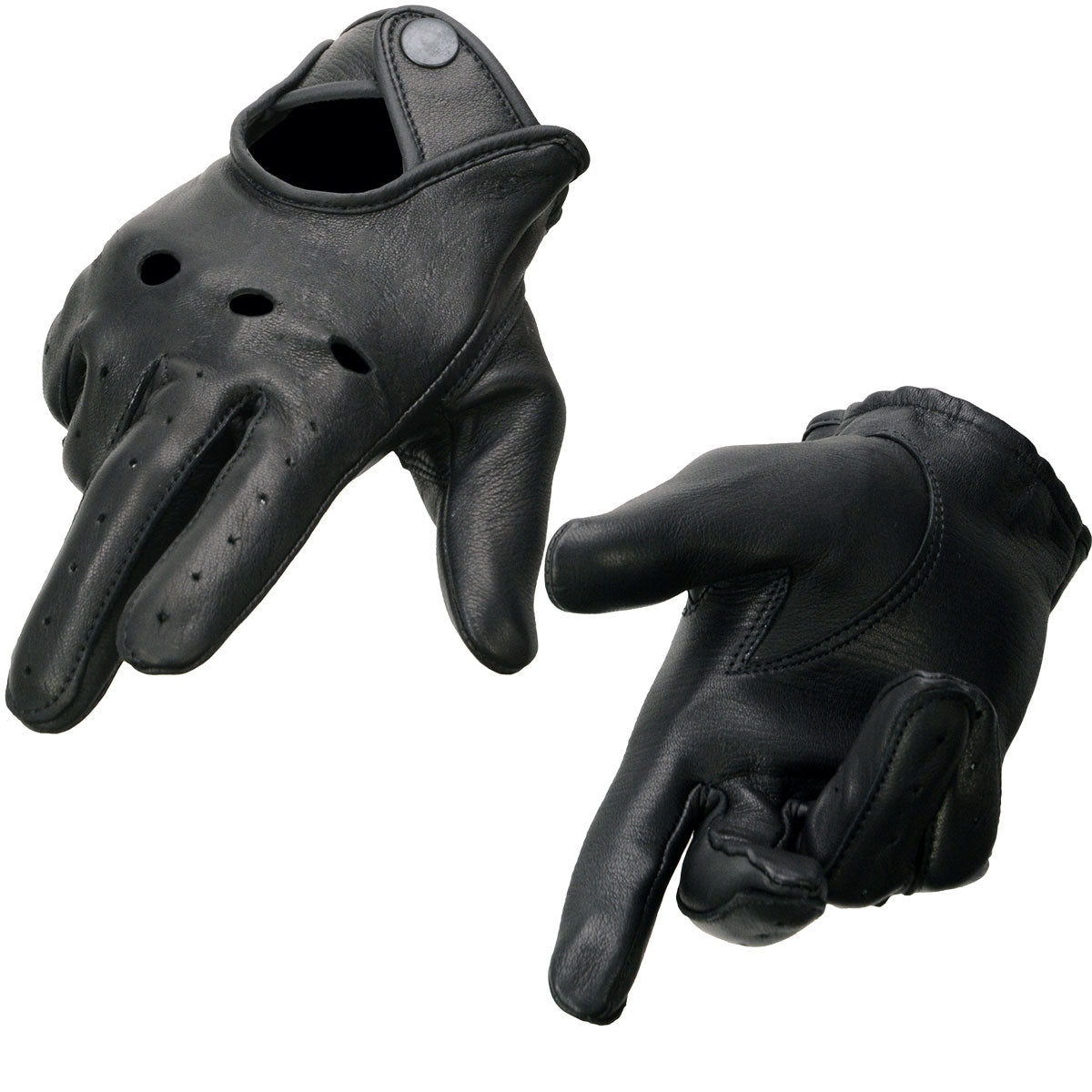 Milwaukee Leather SH869 Men's Black Deerskin Leather Unlined Professional Driving Gloves