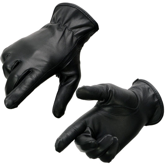 Milwaukee Leather SH886 Women's USA Deerskin Black Leather Unlined Lightweight Motorcycle Rider Gloves