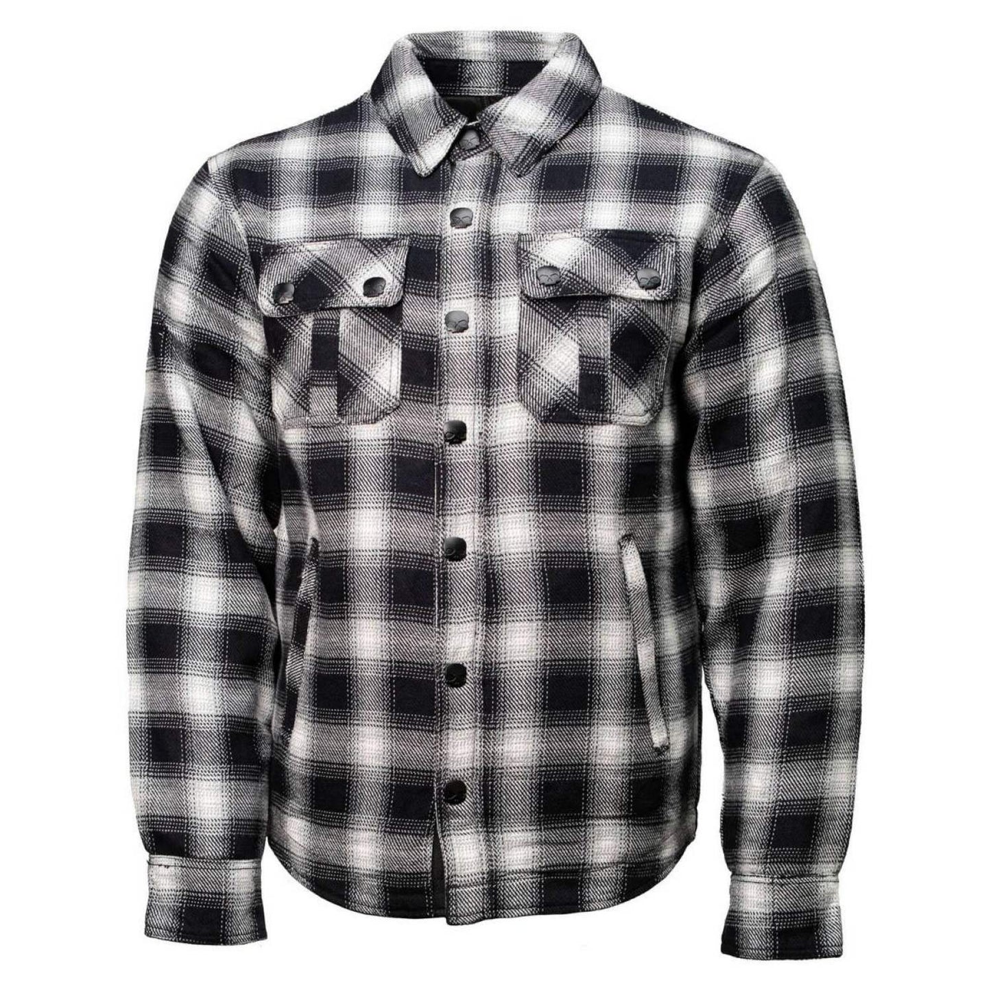 Milwaukee Leather MPM1638 Men's Black and White Checkered Flannel Motorcycle Riding Shirt