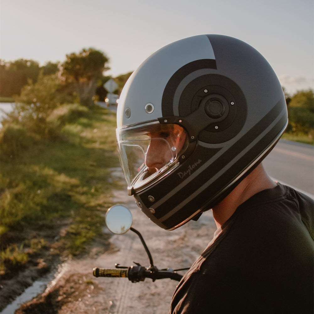 full face motorcycle helmet retro Daytona Dull Black W/ Orange Acc DOT Daytona Retro Full Face