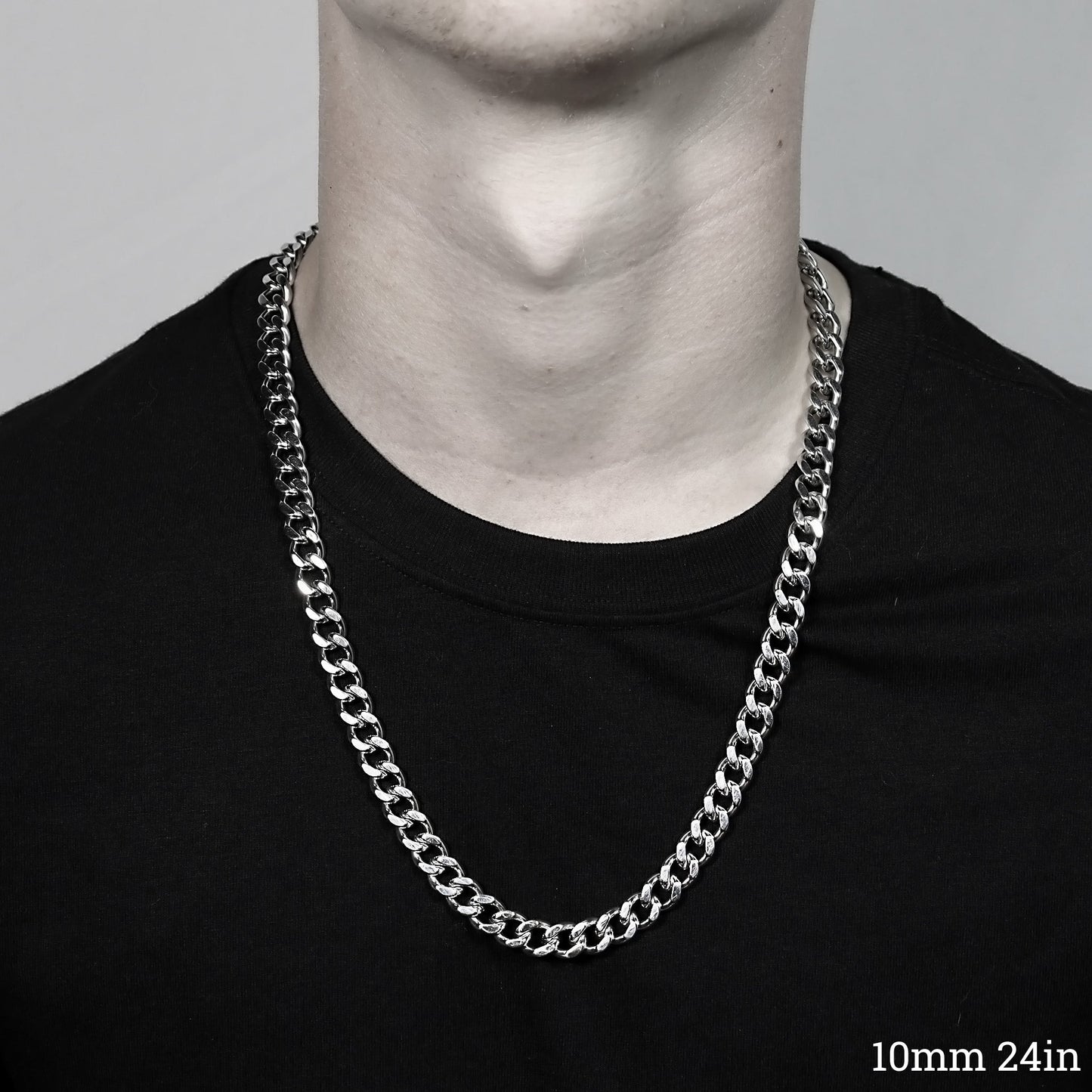 Stainless Steel Diamond Cut Curb Chain Necklace