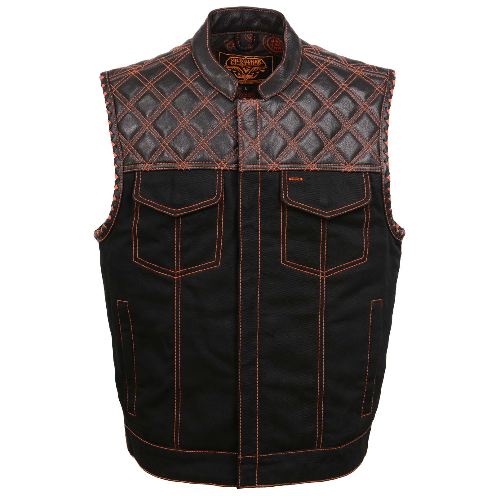 Milwaukee Leather MDM3037 Men's Wrecker Club Vest – Black Denim