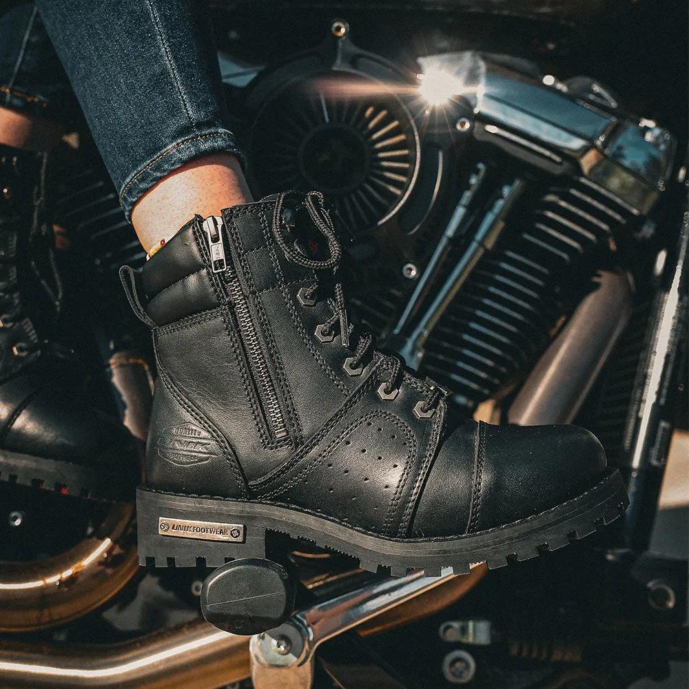 Steelbelle - Ladies Motorcycle Biker Leather Boots