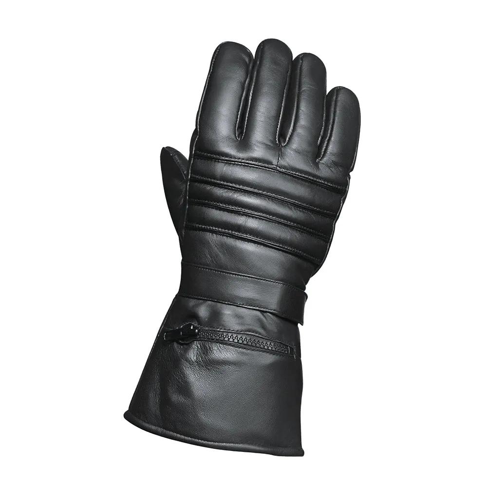Mens Gauntlet Leather Gloves with Rain Cover