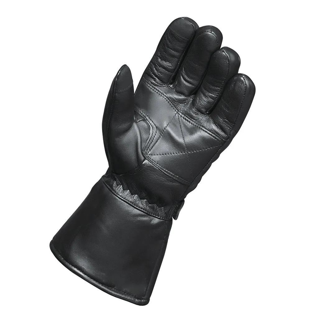 Mens Gauntlet Leather Gloves with Rain Cover