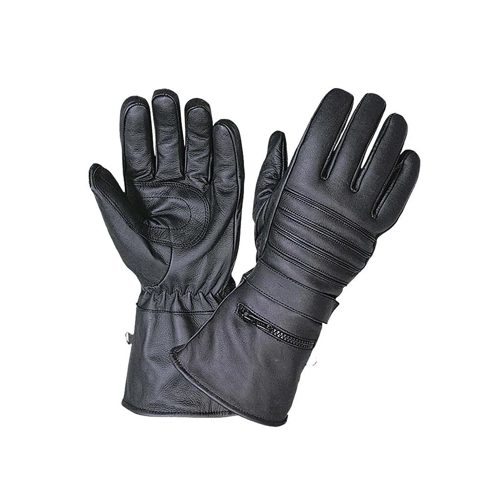 Mens Gauntlet Leather Gloves with Rain Cover