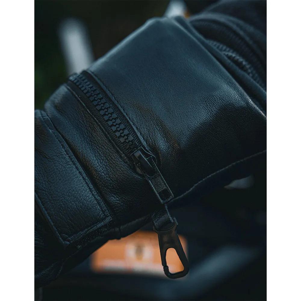 Mens Gauntlet Leather Gloves with Rain Cover