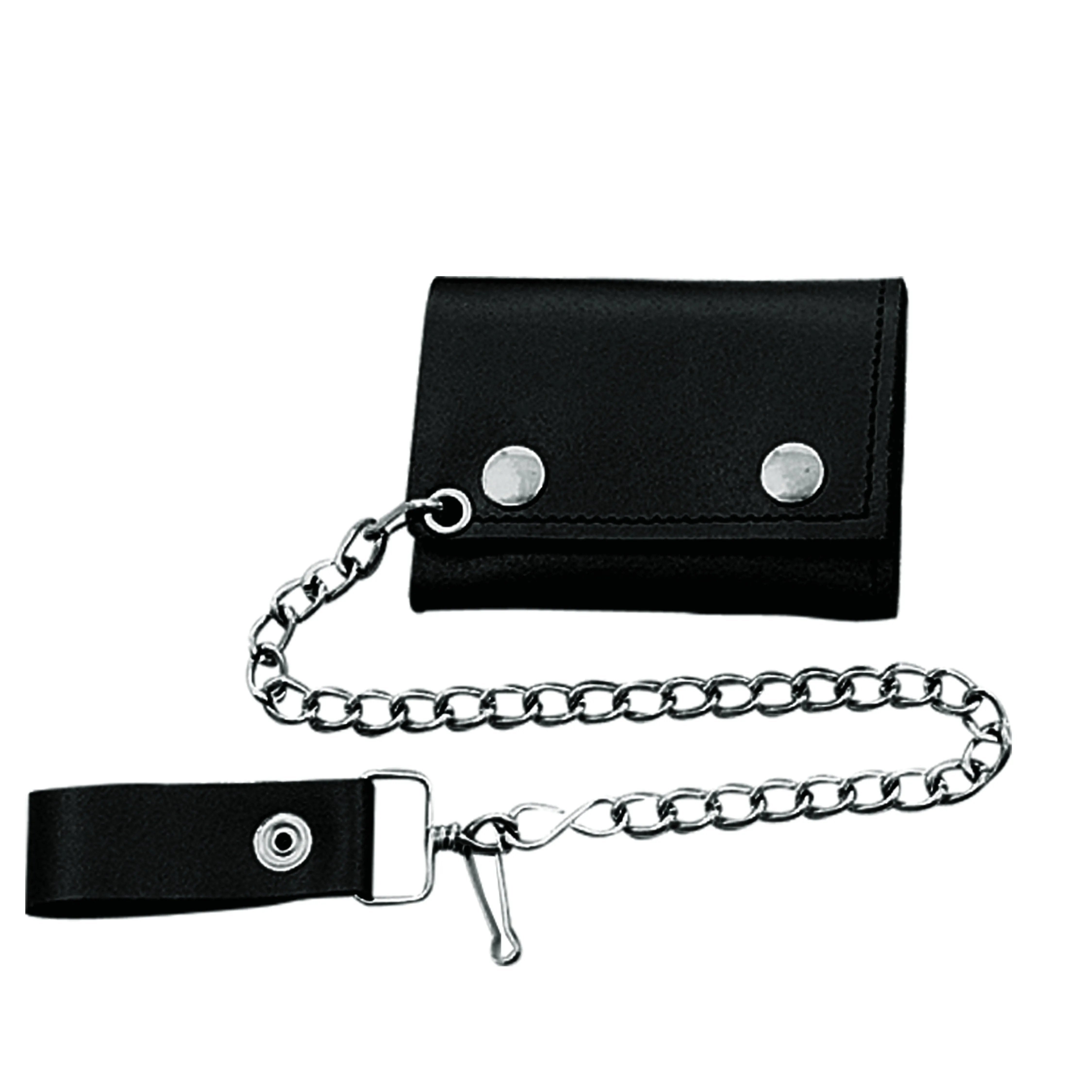 Mini Black Trifold Biker Chain Wallet – Extreme Biker Leather
