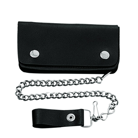 Long Black Bifold Biker Chain Wallet