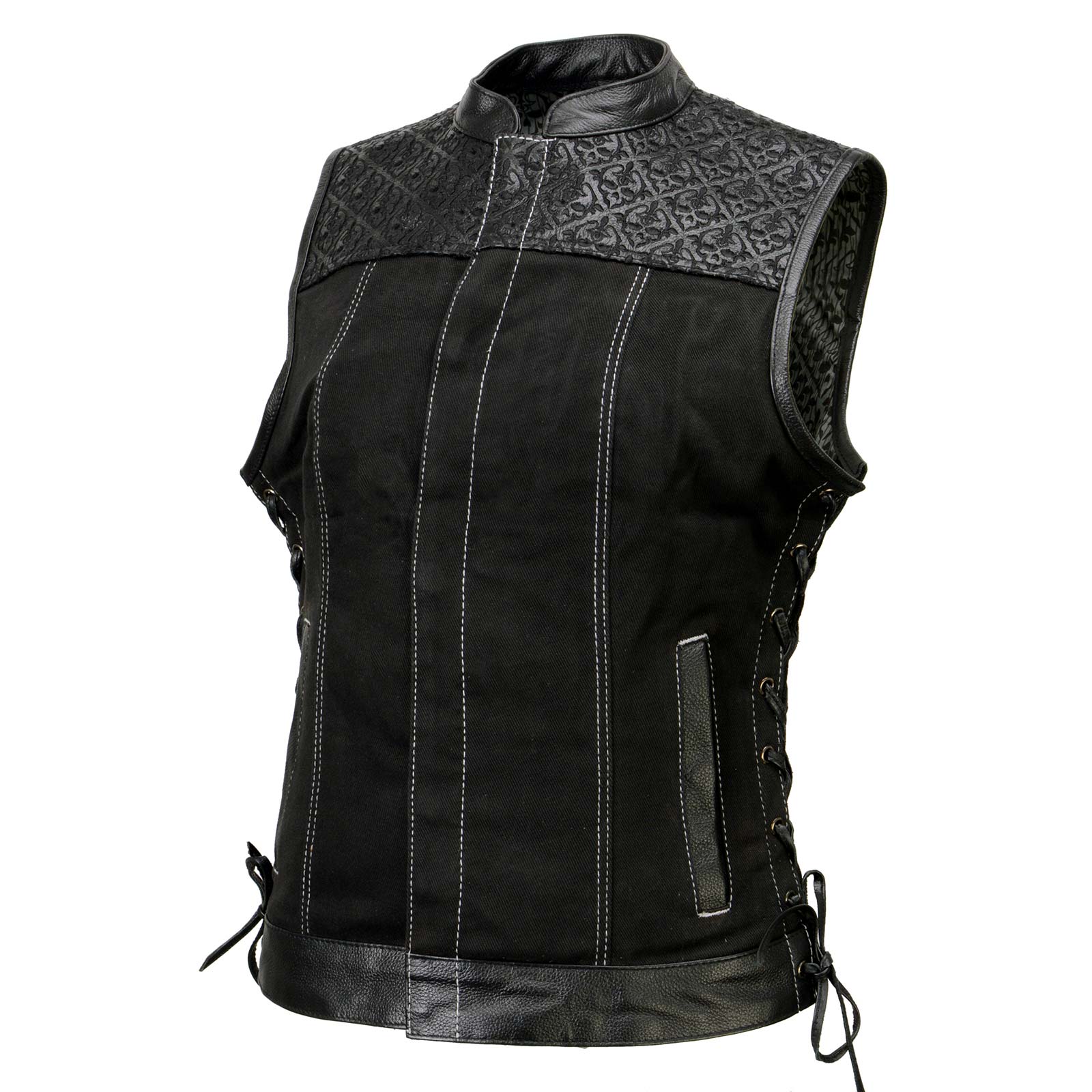 Milwaukee Leather MDL4052 Women's 'Skelly' Black Motorcycle Denim
