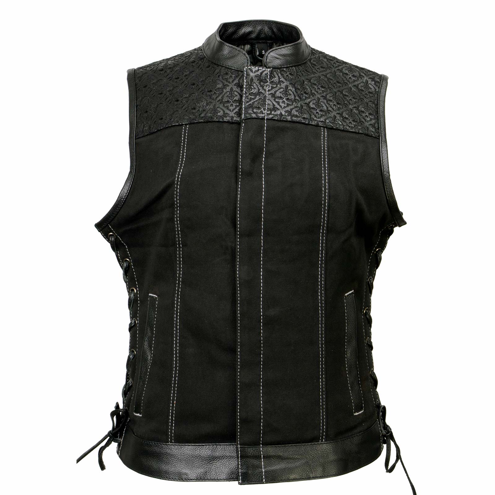 サイズS Ameri VINTAGE RIDERSDOCKINGCOAT Milwaukee Leather MDL4052 Women's 'Skelly' Black Motorcycle Denim