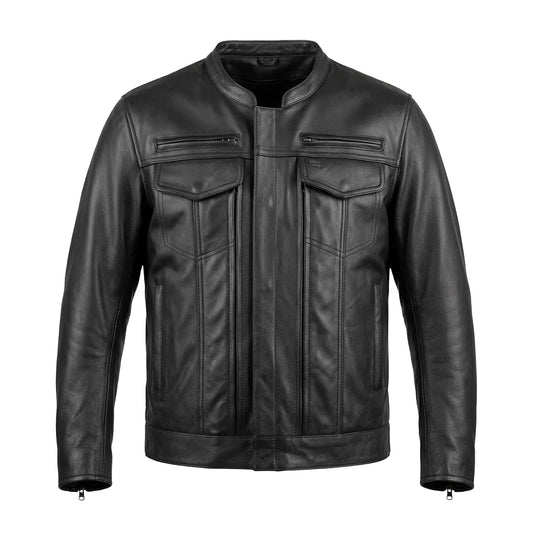 Rampage Men's Naked Cowhide Leather Motorcycle Jacket