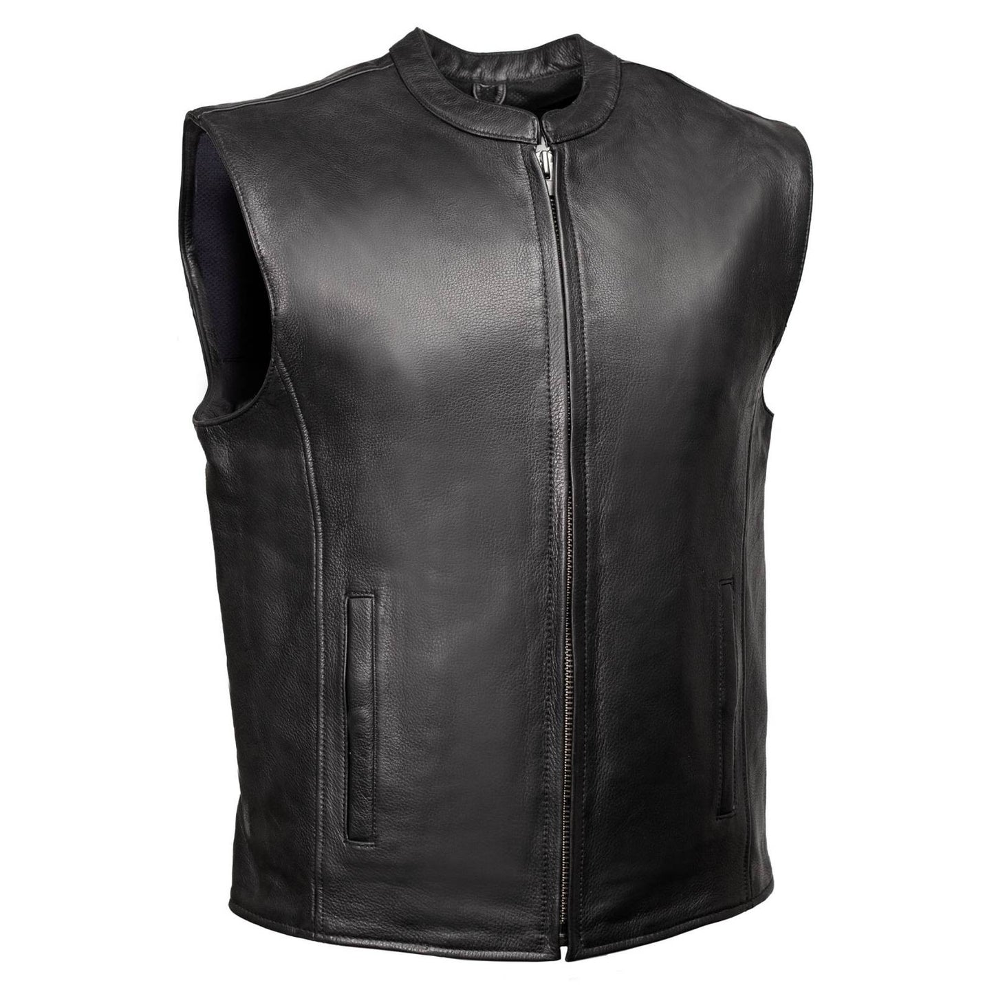 Milwaukee Motorcycle Clothing Co. Men's Rocker Black Leather Premium Club Style Riders Vest MMC30002