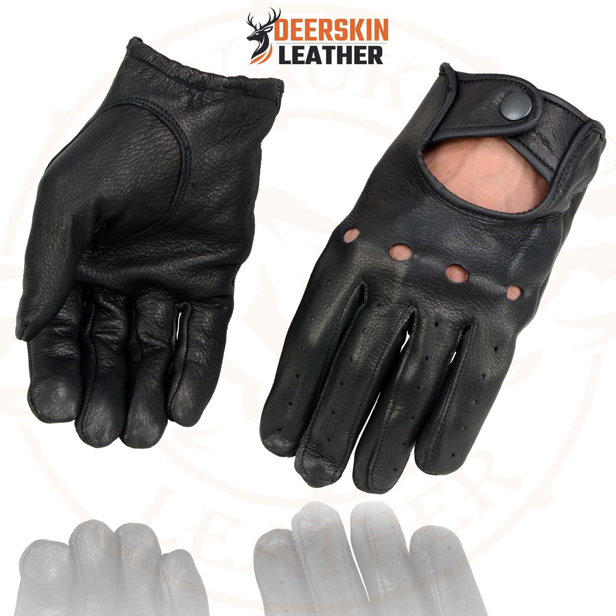 Milwaukee Leather SH869 Men's Black Deerskin Leather Unlined Professional Driving Gloves
