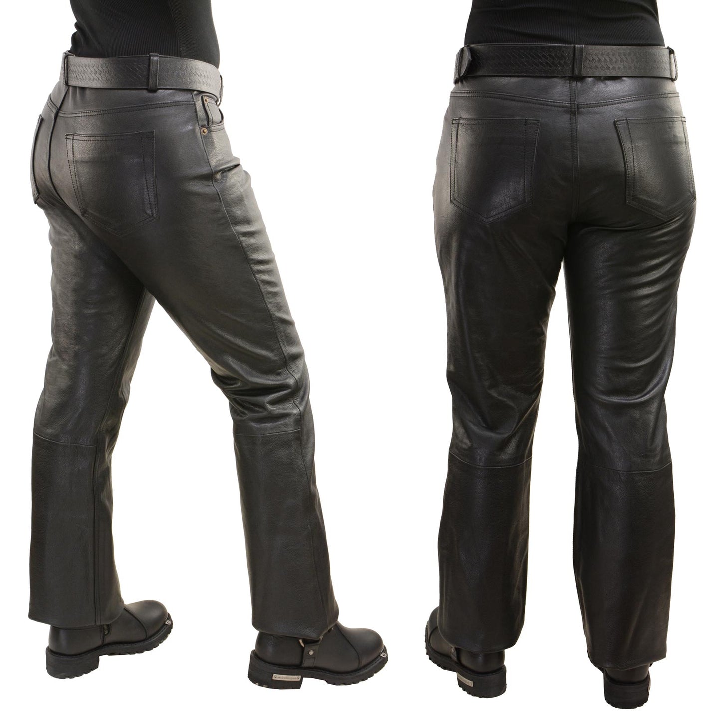 Milwaukee Leather LKL6790 Women's Classic 5 Pocket Black Casual Motorcycle Leather Pants