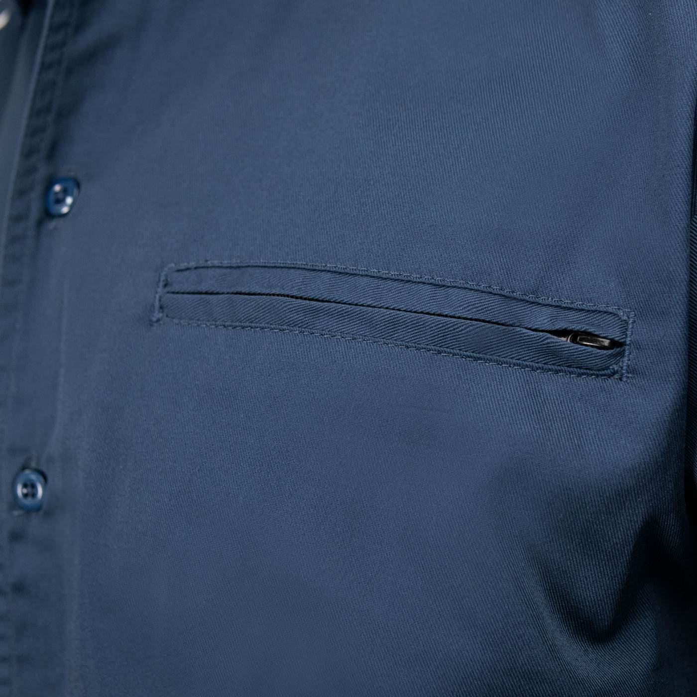 MMCC Men’s'Pinstripe' Blue Short Sleeve Mechanic Work Shirt - w/ Single Pocket - MDM11620
