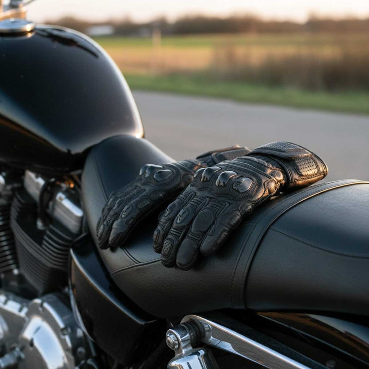 MMCC Men's Vader Racing Style Premium Leather Gauntlet Glove w/ i-Touch Technology - MMC70000