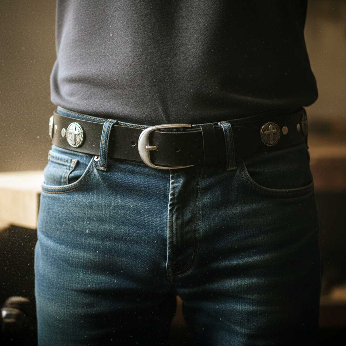 Milwaukee Leather MP7108 Men's Don't Thread On Me Black Leather Belt w/ Interchangeable Buckle - 1.5 inches Wide