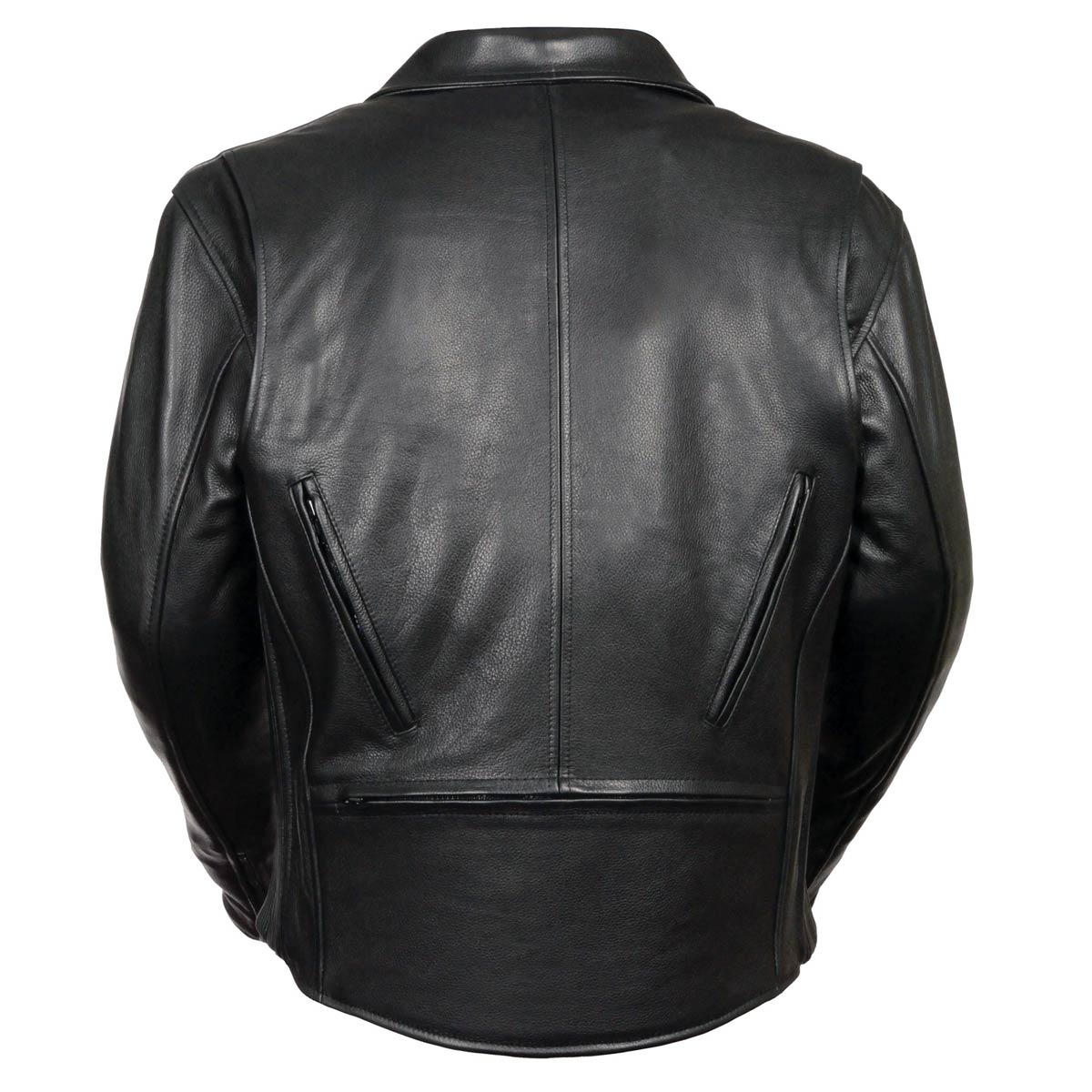 Milwaukee Leather Men's Premium Black Leather Beltless MC Style Motorcycle Jacket w/ Side Stretch - SH1057