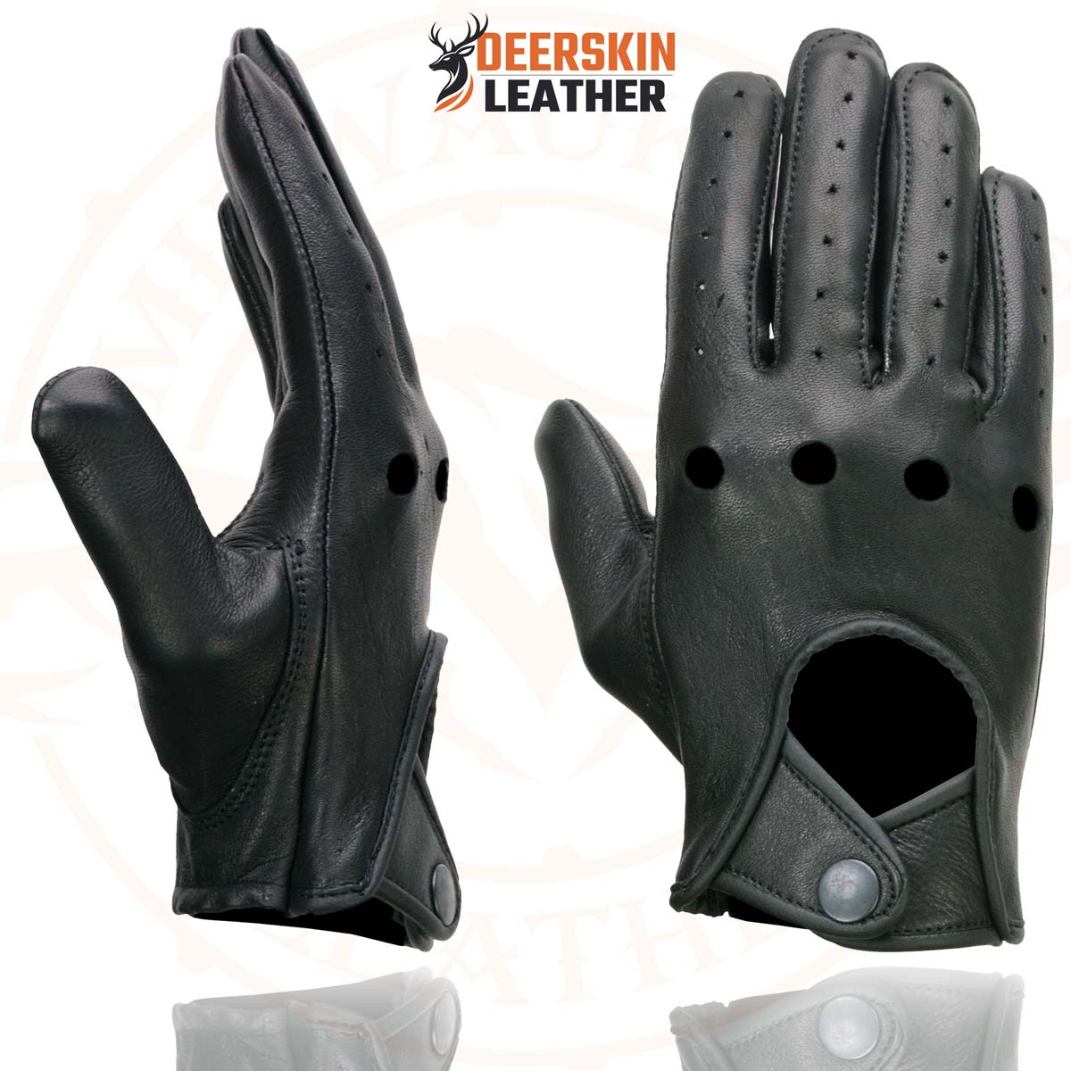 Milwaukee Leather SH869 Men's Black Deerskin Leather Unlined Professional Driving Gloves