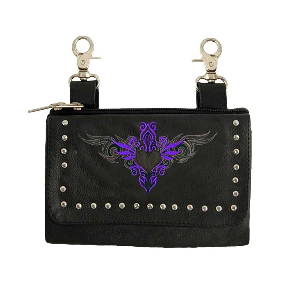 Purple Cowhide Clip on Bag for Women Riders