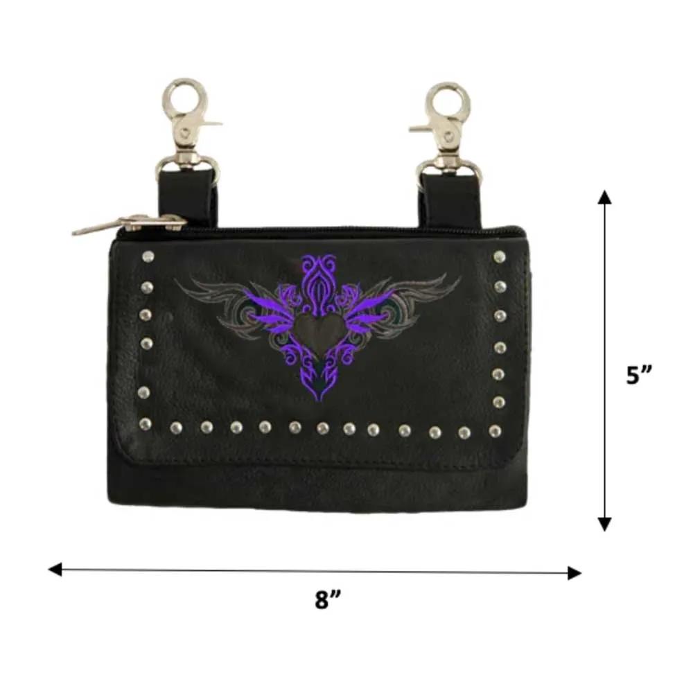 Purple Cowhide Clip on Bag for Women Riders